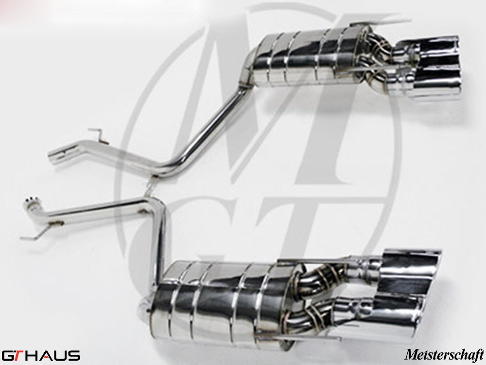 Premium performance exhaust system for Mercedes-Benz W216 CL-Class Coupe CL550 V8, featuring stainless steel construction.
