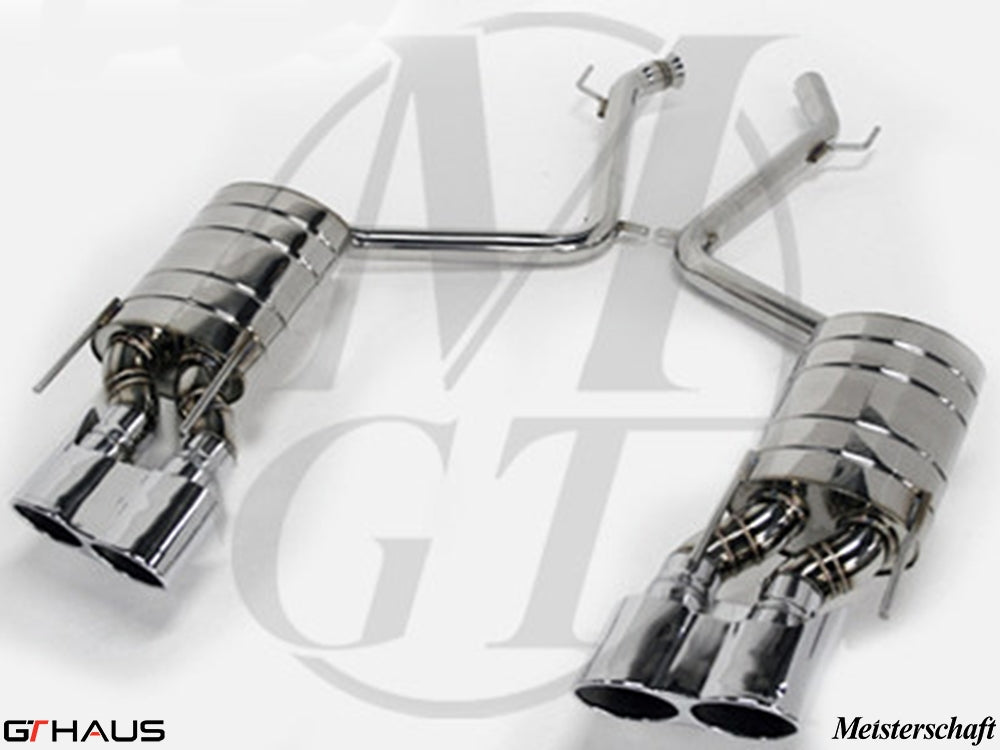 Premium exhaust system for Mercedes-Benz W216 CL-Class Coupe CL600 V12, featuring polished tips and advanced design.