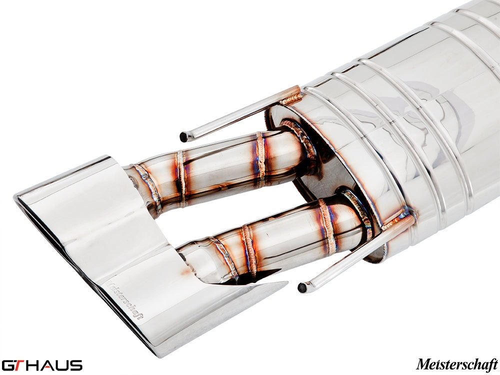 Premium exhaust system for Mercedes-Benz W216 CL-Class Coupe CL63 AMG, featuring polished stainless steel and advanced design.