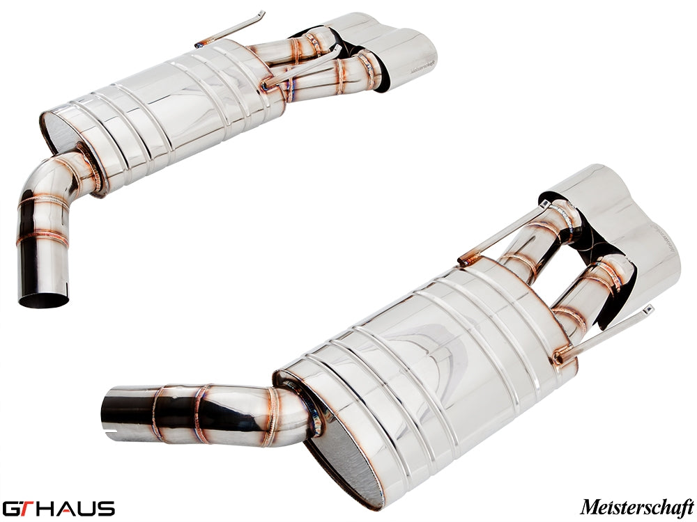 Premium stainless steel exhaust system for Mercedes-Benz W216 CL-Class Coupe CL65 AMG V12 Bi-turbo, enhancing performance and sound.