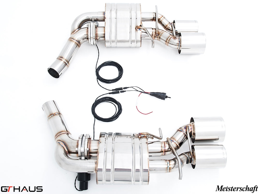 Premium stainless steel exhaust system for Mercedes-Benz W218 CLS-Class Sedan CLS350, featuring electronic valve control.