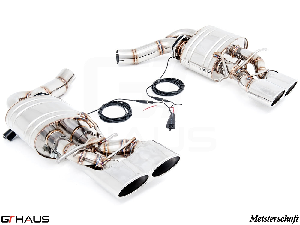 Premium performance exhaust system for Mercedes-Benz W218 CLS-Class Sedan CLS350, featuring stainless steel construction and electronic valve control.