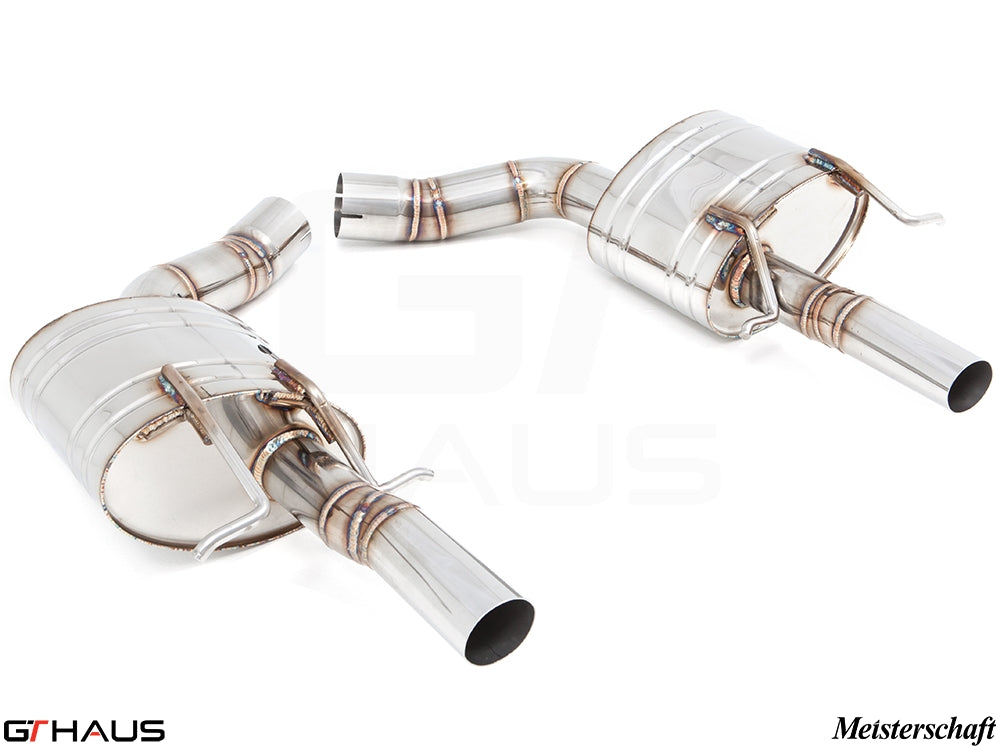 Premium performance exhaust system for Mercedes-Benz W218 CLS-Class Sedan CLS500/550, featuring stainless steel construction.