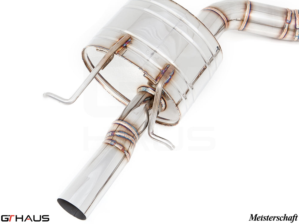 Premium stainless steel exhaust system for Mercedes-Benz W218 CLS-Class CLS500/550, featuring precision welding and a polished finish.