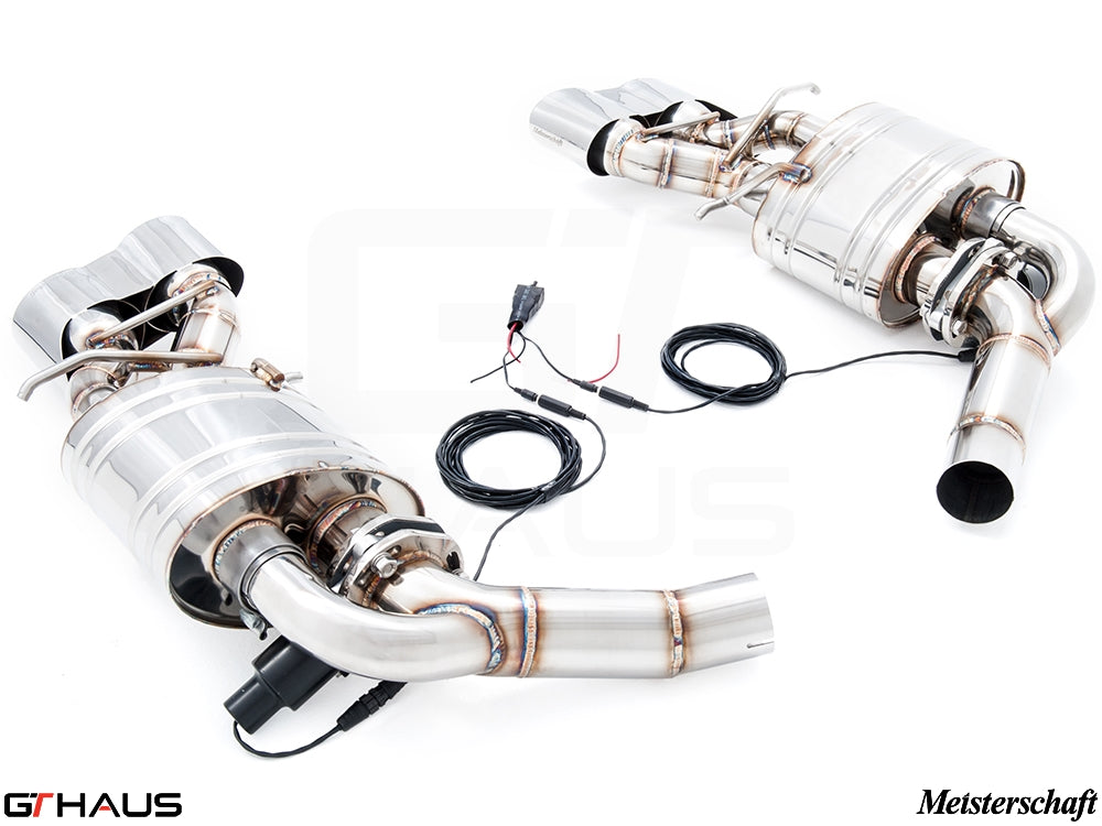 Premium exhaust system for Mercedes-Benz W218 CLS-Class CLS63/63s AMG, featuring V8 Bi-turbo, stainless steel construction.