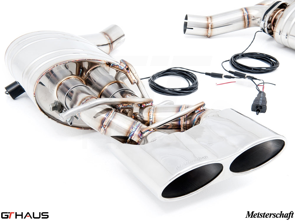 Premium Meisterschaft exhaust system for Mercedes-Benz W218 CLS-Class CLS63/63s AMG, featuring V8 Bi-turbo design.