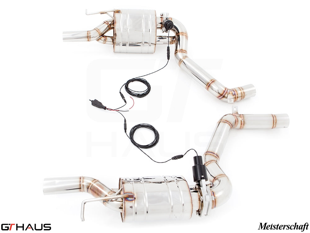 Premium exhaust system for Mercedes-Benz W218 CLS-Class Sedan CLS63/63s AMG, featuring stainless steel construction and electronic valve control.