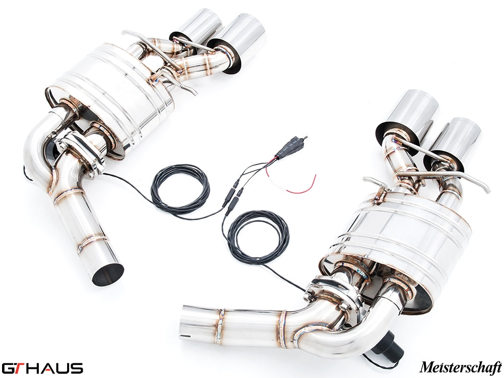 Premium exhaust system for Mercedes-Benz W218 CLS-Class CLS63 AMG, featuring stainless steel construction and electronic valve control.