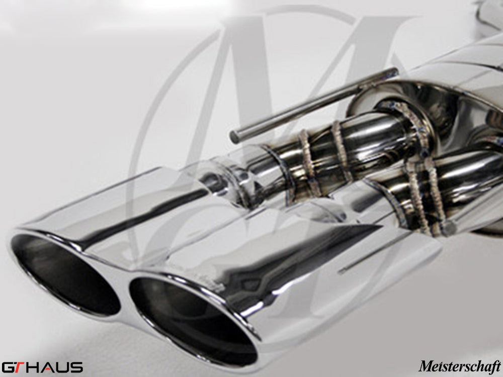 Premium stainless steel exhaust tips for Mercedes-Benz W221 S-Class S550 V8, showcasing sleek design and craftsmanship.