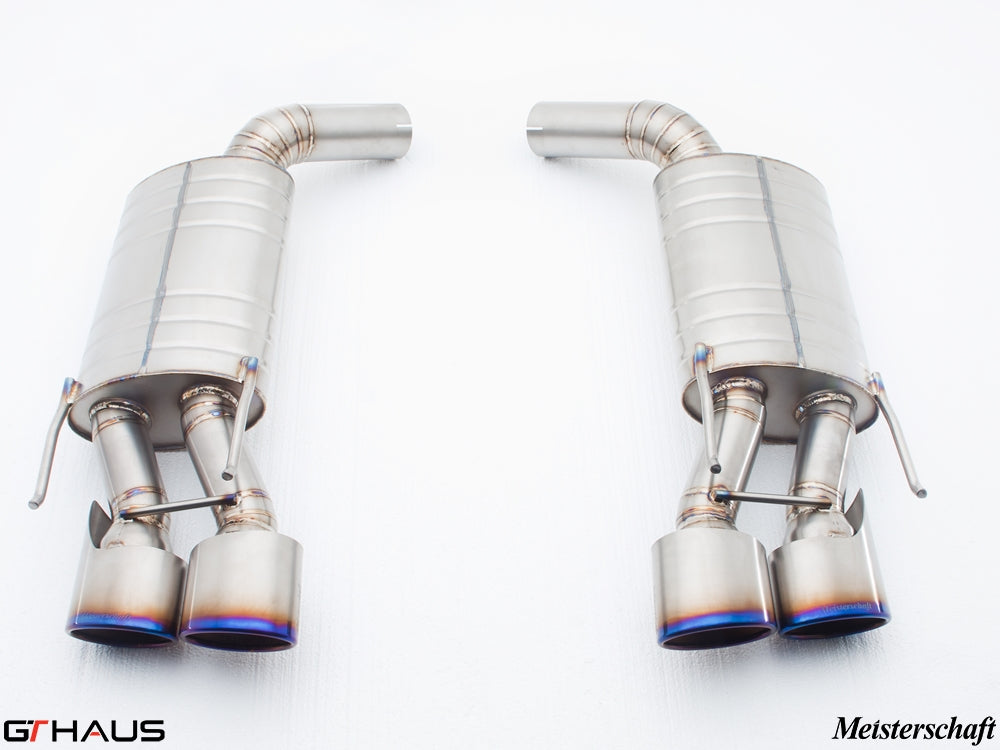 Premium exhaust system for Mercedes-Benz W221 S-Class S600 V12, featuring stainless steel construction and dual tips.