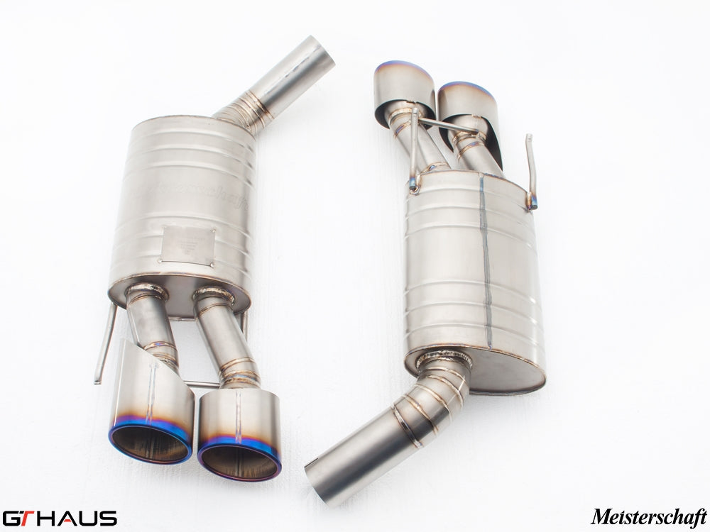 Premium stainless steel exhaust system for Mercedes-Benz W221 S-Class S600 V12, featuring dual tips and superior craftsmanship.