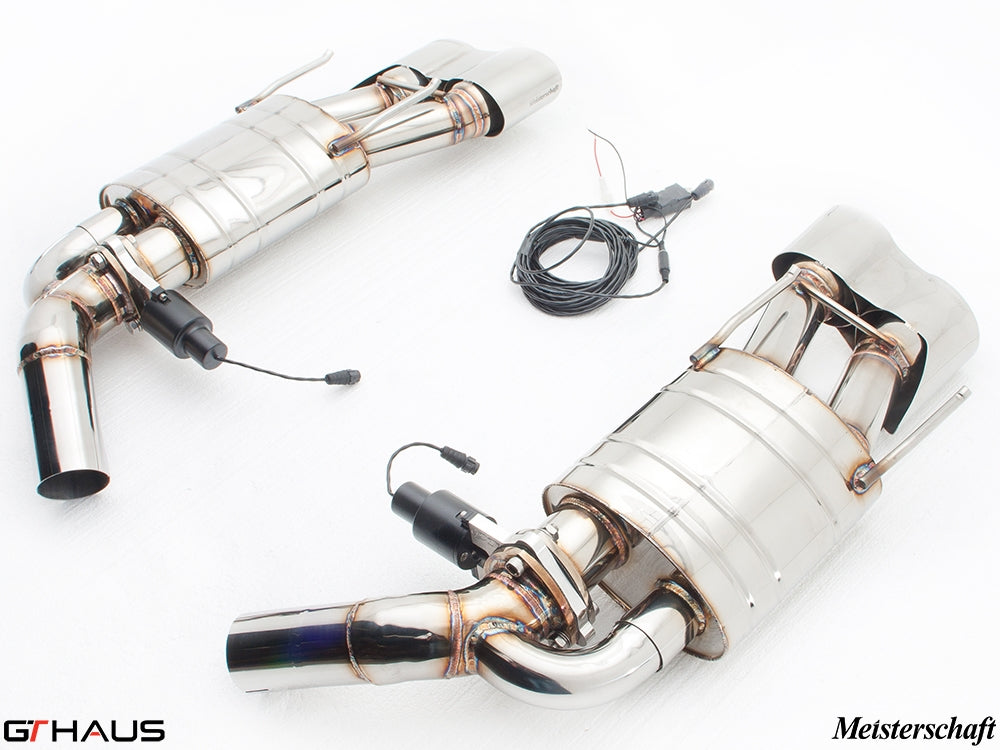 Premium exhaust system for Mercedes-Benz W221 S-Class S63 AMG, featuring stainless steel construction and electronic valve control.