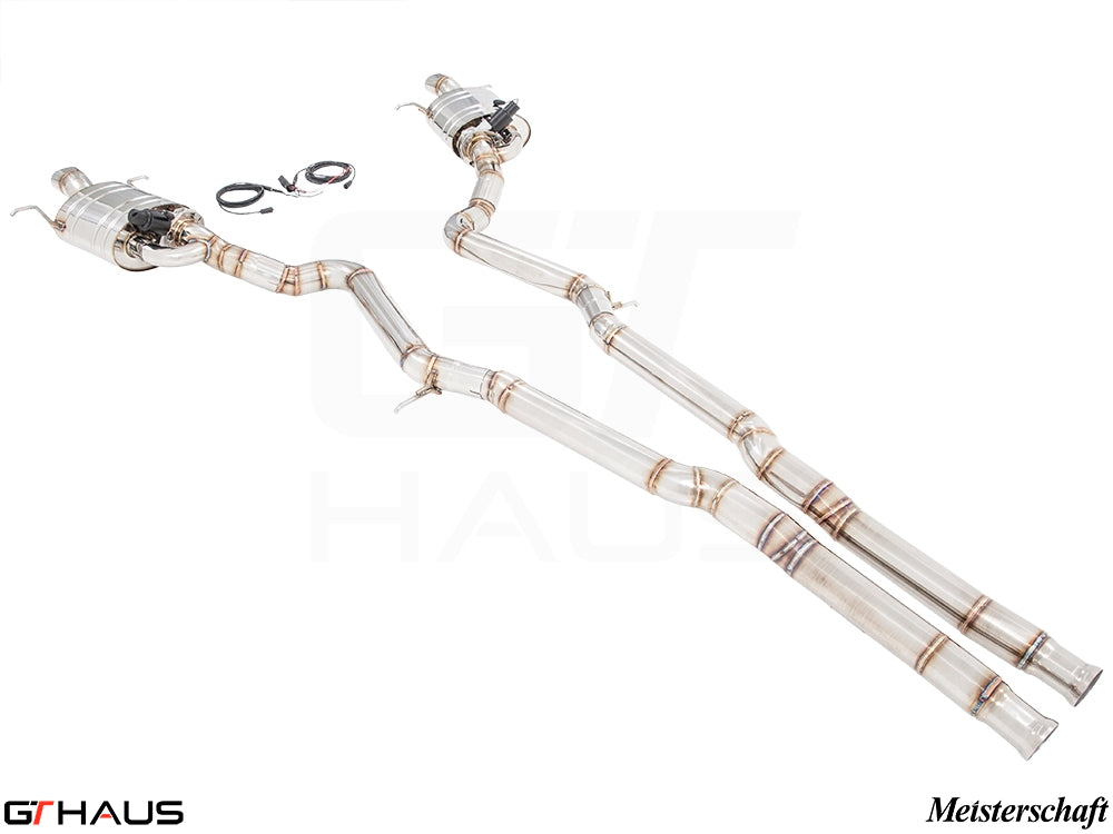 Premium performance exhaust system for Mercedes-Benz W222 S-Class Sedan S550/560, featuring stainless steel construction and electronic valve control.