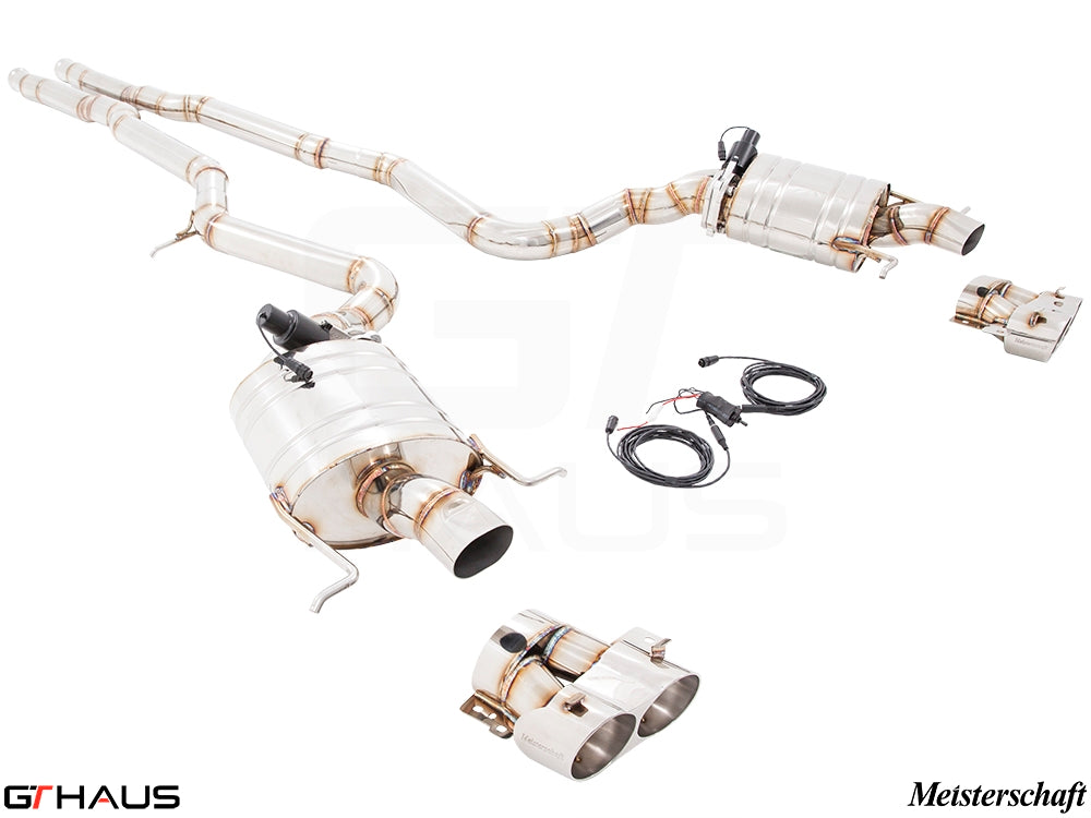 Premium exhaust system for Mercedes-Benz W222 S-Class Sedan S600/S650, featuring stainless steel construction and electronic valve control.