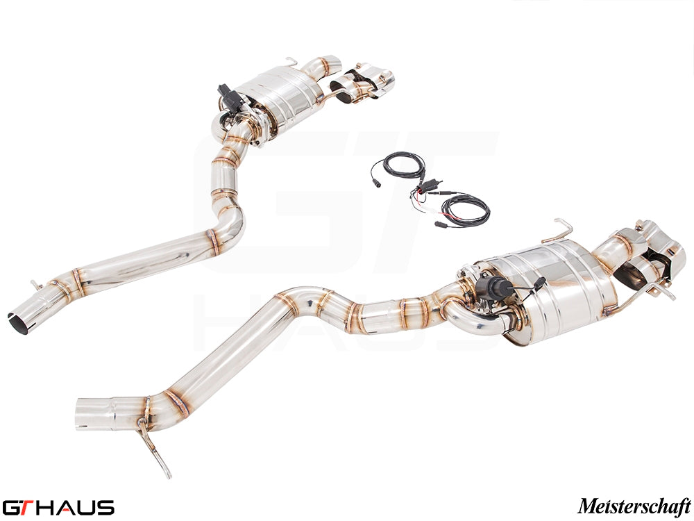 Premium performance exhaust system for Mercedes-Benz W222 S-Class Sedan S600/S650, featuring stainless steel construction and electronic valve control.