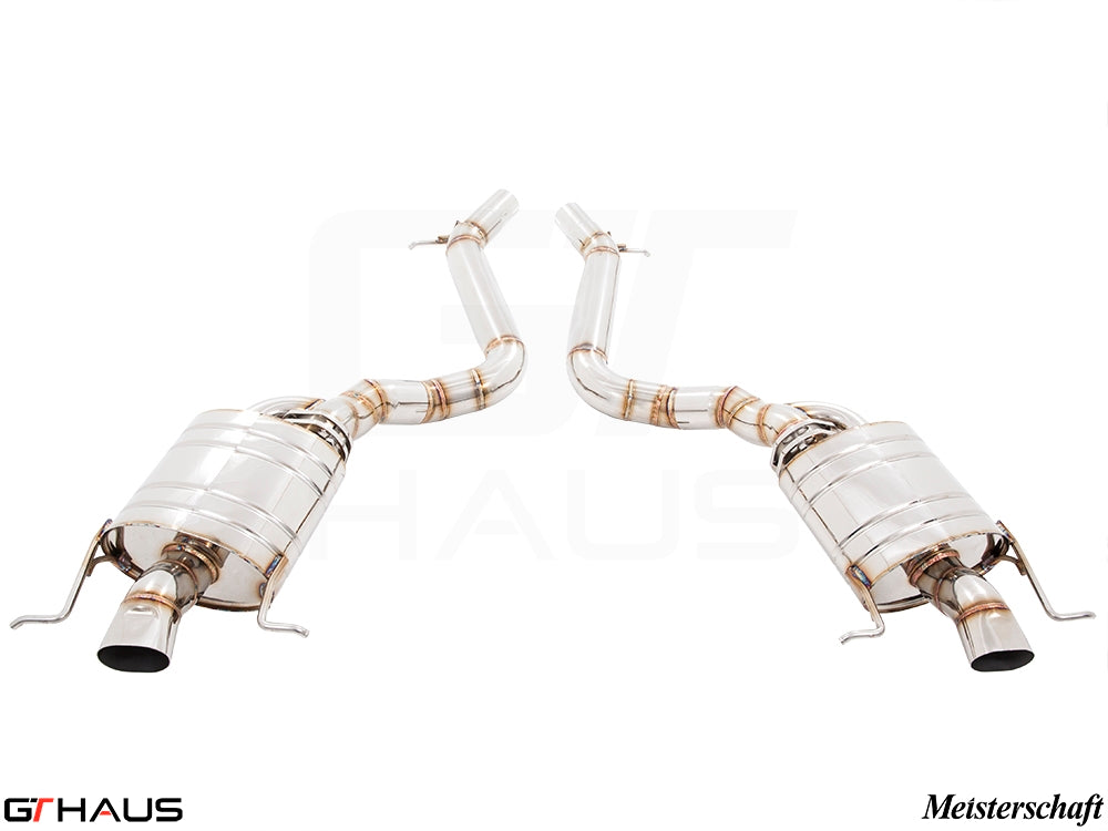 Premium stainless steel exhaust system for Mercedes-Benz W222 S63 AMG Sedan, enhancing performance and sound.