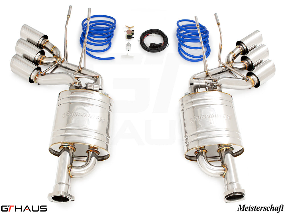 Premium performance exhaust system for Mercedes-Benz W463 G-Class G500/550 V8 turbo, featuring stainless steel construction and electronic valve control.