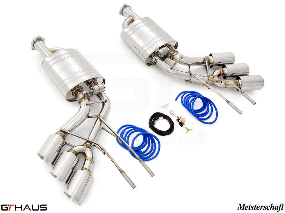 Premium exhaust system for Mercedes-Benz W463 G-Class G63 AMG featuring stainless steel construction and dual tips.