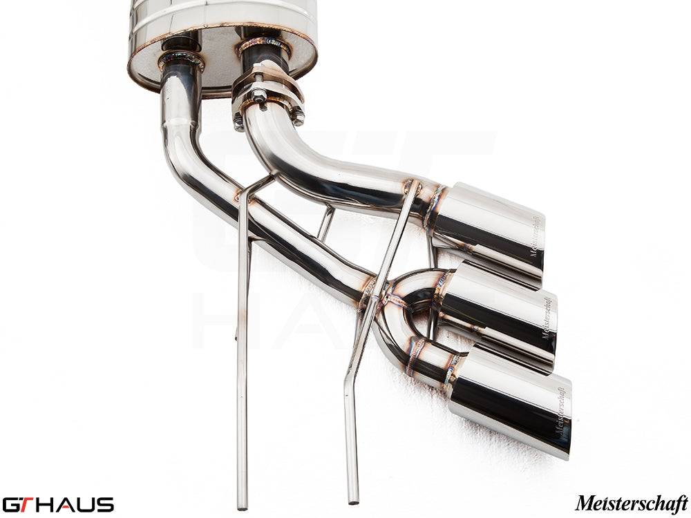 Premium exhaust system for Mercedes-Benz W463 G-Class G63 AMG featuring polished stainless steel and precision engineering.