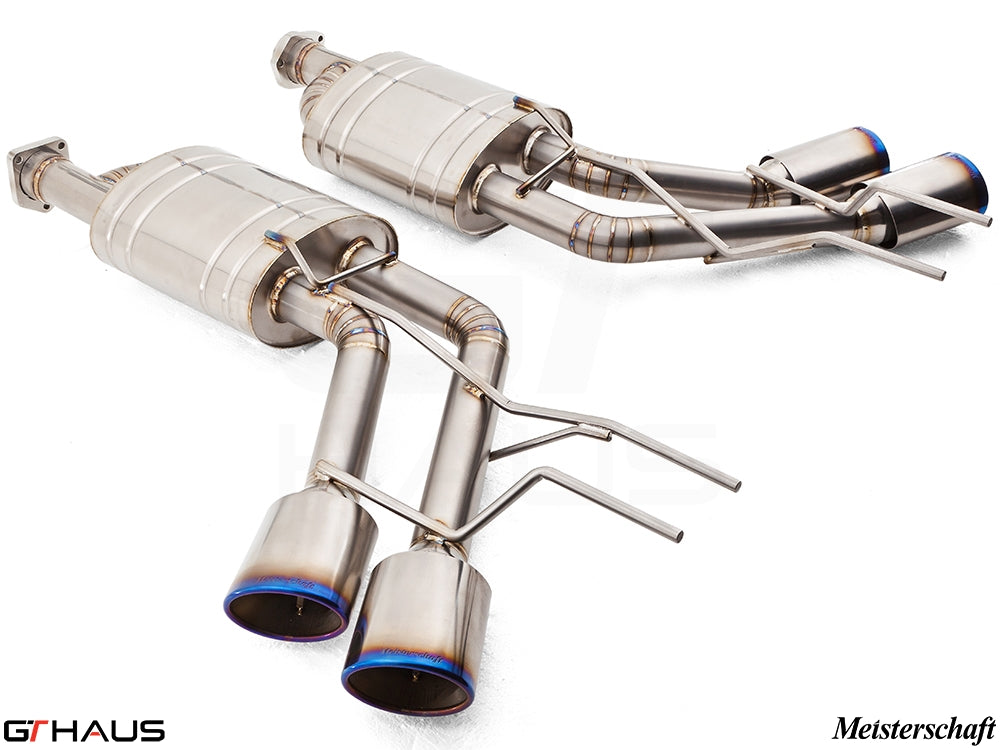 Premium performance exhaust system for Mercedes-Benz W463 G-Class G63 AMG, featuring stainless steel construction and dual tips.