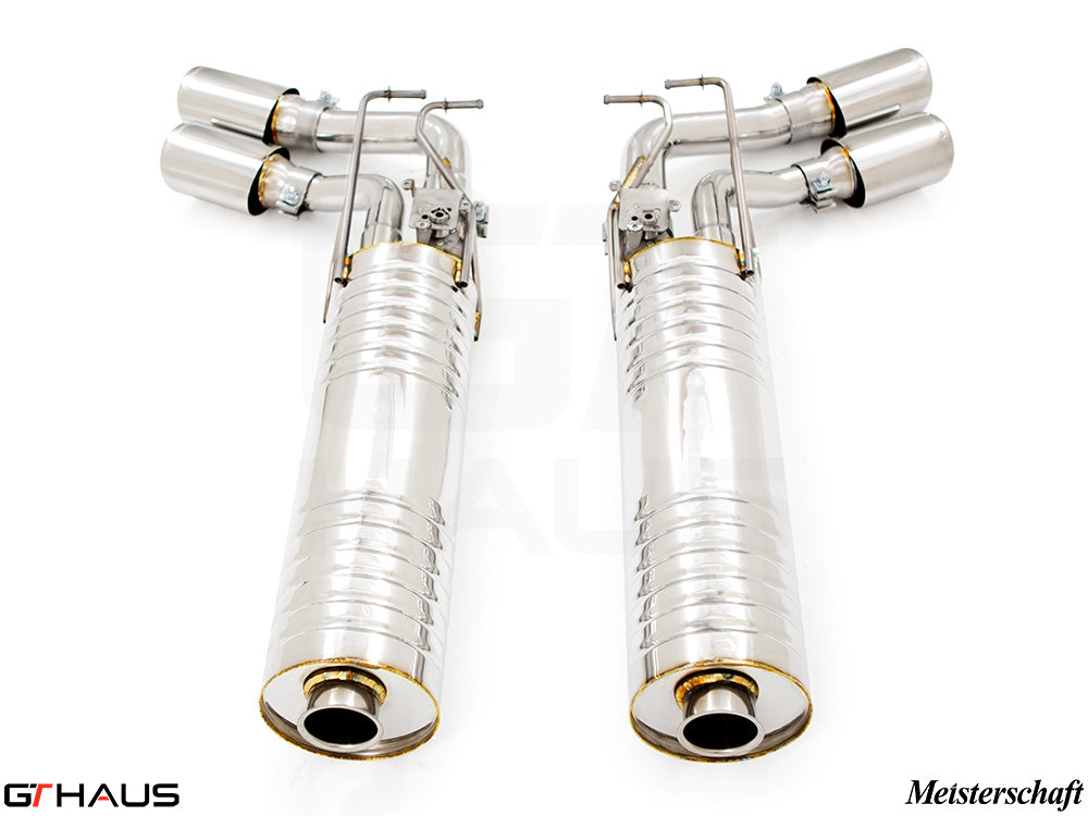 Premium exhaust system for Mercedes-Benz W463 G-Class G63 AMG, featuring stainless steel construction and dual tips.