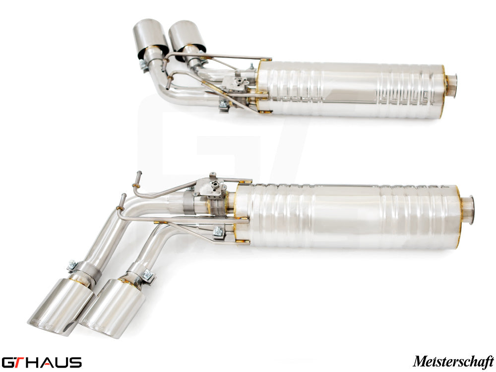 Premium exhaust system for 2019+ Mercedes-Benz G63 AMG, featuring stainless steel construction and electronic valve control.