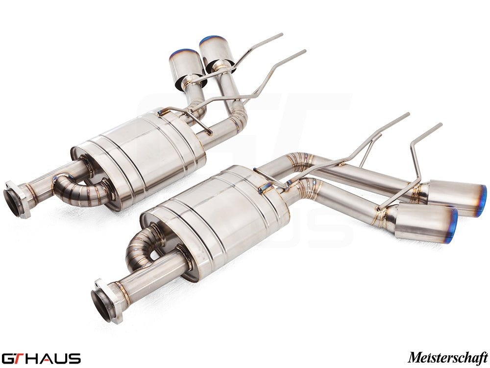 Premium exhaust system for 2019+ Mercedes-Benz G63 AMG, featuring stainless steel construction and dual tips.