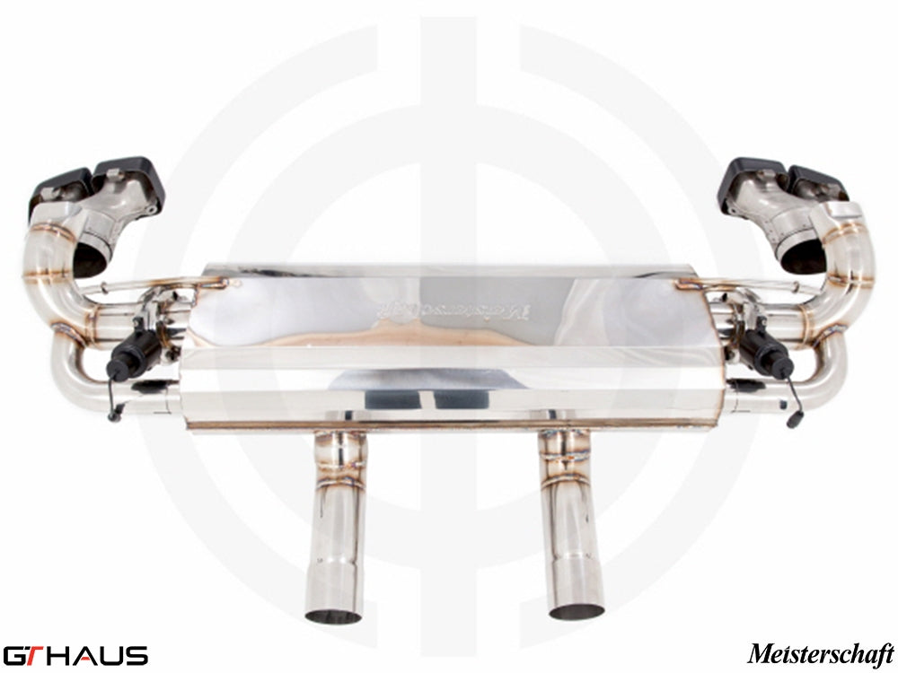 Premium exhaust system for Mercedes-Benz X166 GL63 AMG, featuring dual tips and electronic valve control for enhanced performance.