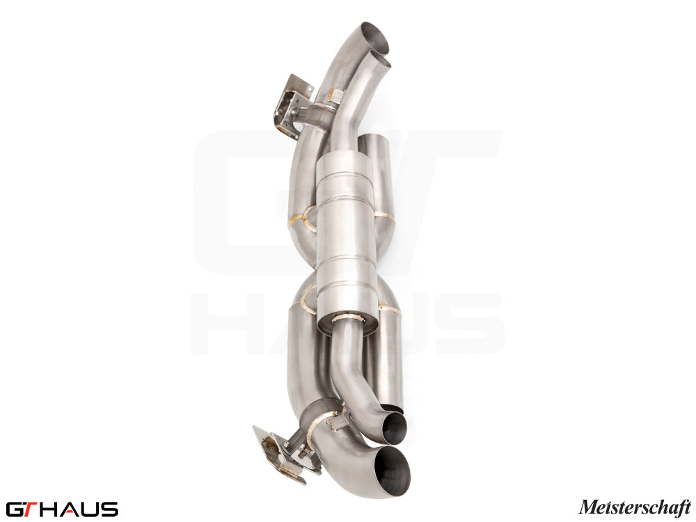 Premium performance exhaust system for Porsche 911 (992 Chassis) Dakar, featuring stainless steel construction and electronic valve control.