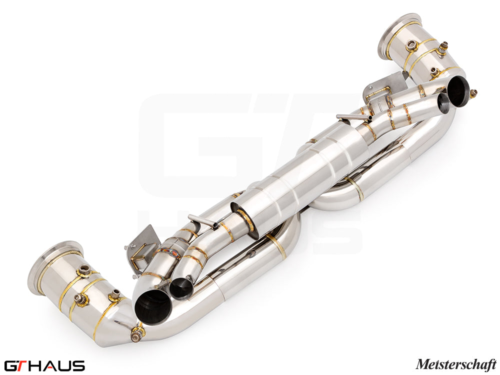 Premium stainless steel exhaust system for Porsche 911 GTS (992 Chassis) enhancing performance and sound.