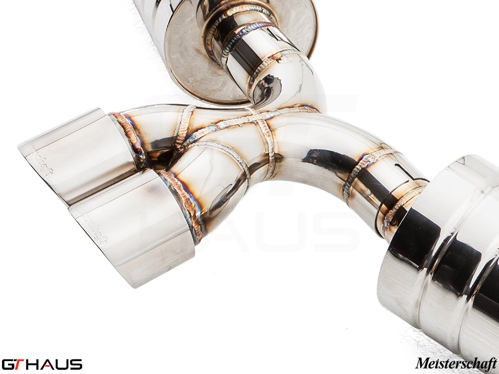 Premium exhaust system for Porsche 987 Cayman/S (2006-2008) featuring high-quality stainless steel construction.