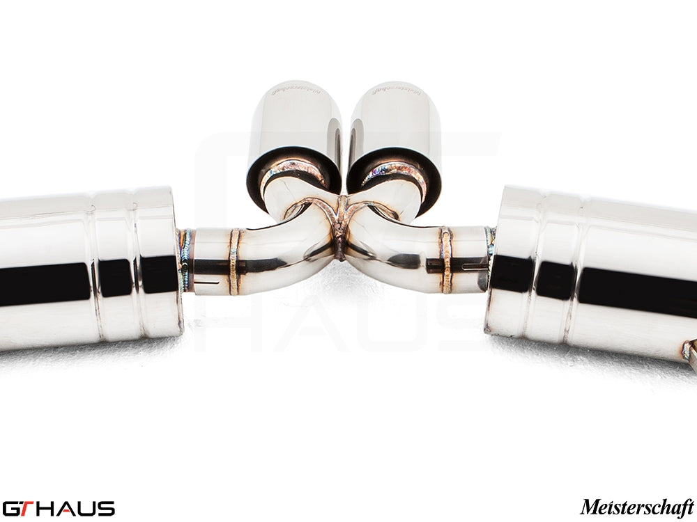 Premium exhaust system for Porsche 987.2 Boxster/S/RS featuring polished stainless steel and precision craftsmanship.