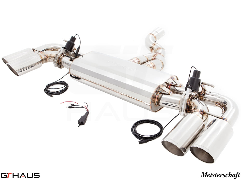 Premium exhaust system for 2011+ Porsche Cayenne TDI, featuring stainless steel construction and electronic valve control.