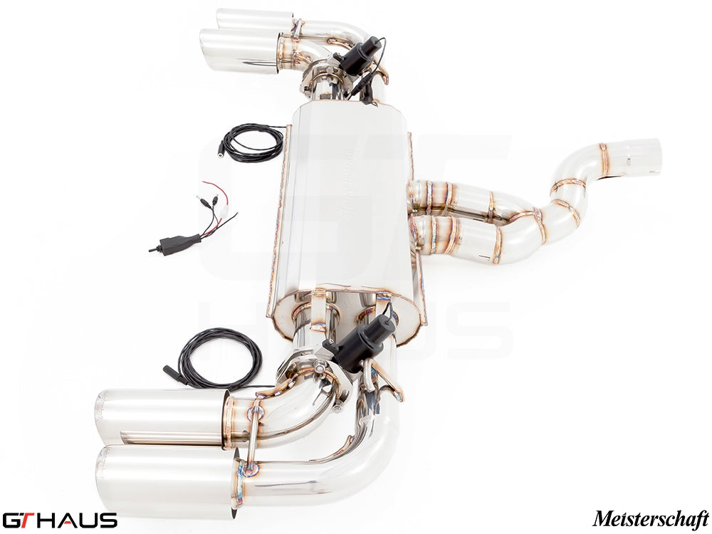 Premium exhaust system for 2011+ Porsche Cayenne TDI, featuring stainless steel construction and electronic valve control.