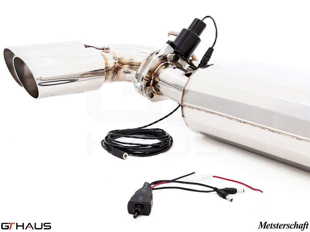 Premium exhaust system for 2011+ Porsche Cayenne TDI featuring stainless steel construction and electronic valve control.