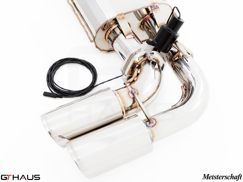 Premium exhaust system for Porsche Cayenne TDI featuring polished stainless steel, electronic valve control, and precision engineering.