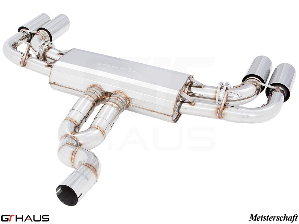 Premium exhaust system for Porsche Cayenne TDI (2011+) featuring stainless steel construction and dual tips.
