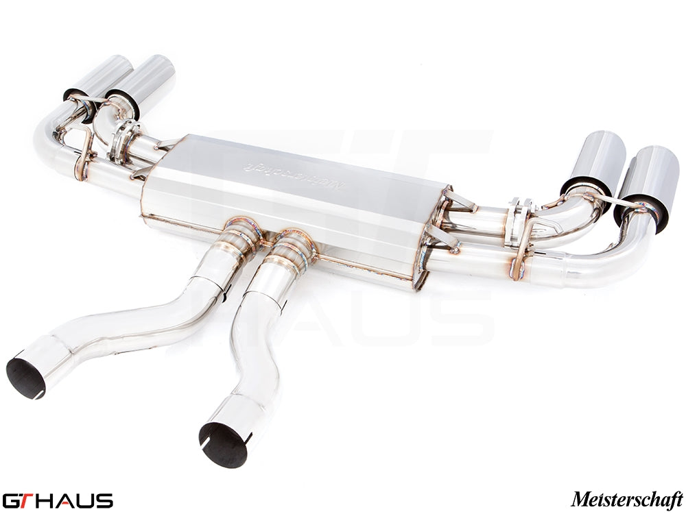 Premium Meisterschaft exhaust system for Porsche Cayenne V6 3.6L, featuring stainless steel construction and dual tips.