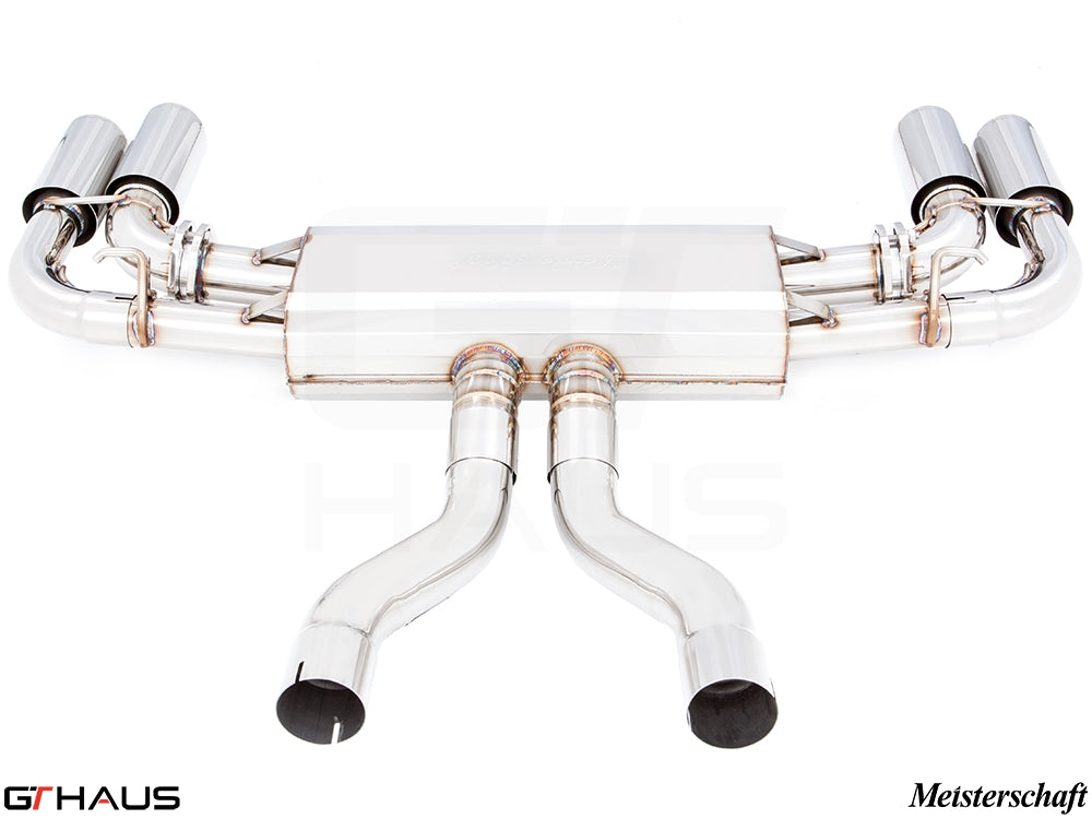 Premium performance exhaust system for Porsche Cayenne V6 3.6L, featuring stainless steel construction and dual tips.