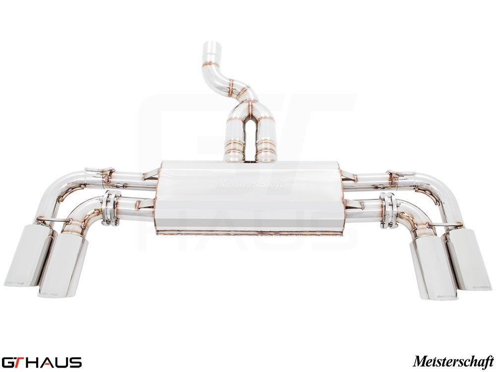 Premium Meisterschaft exhaust system for Porsche Cayenne TDI V6 Turbo Diesel 2015+, featuring polished stainless steel design.