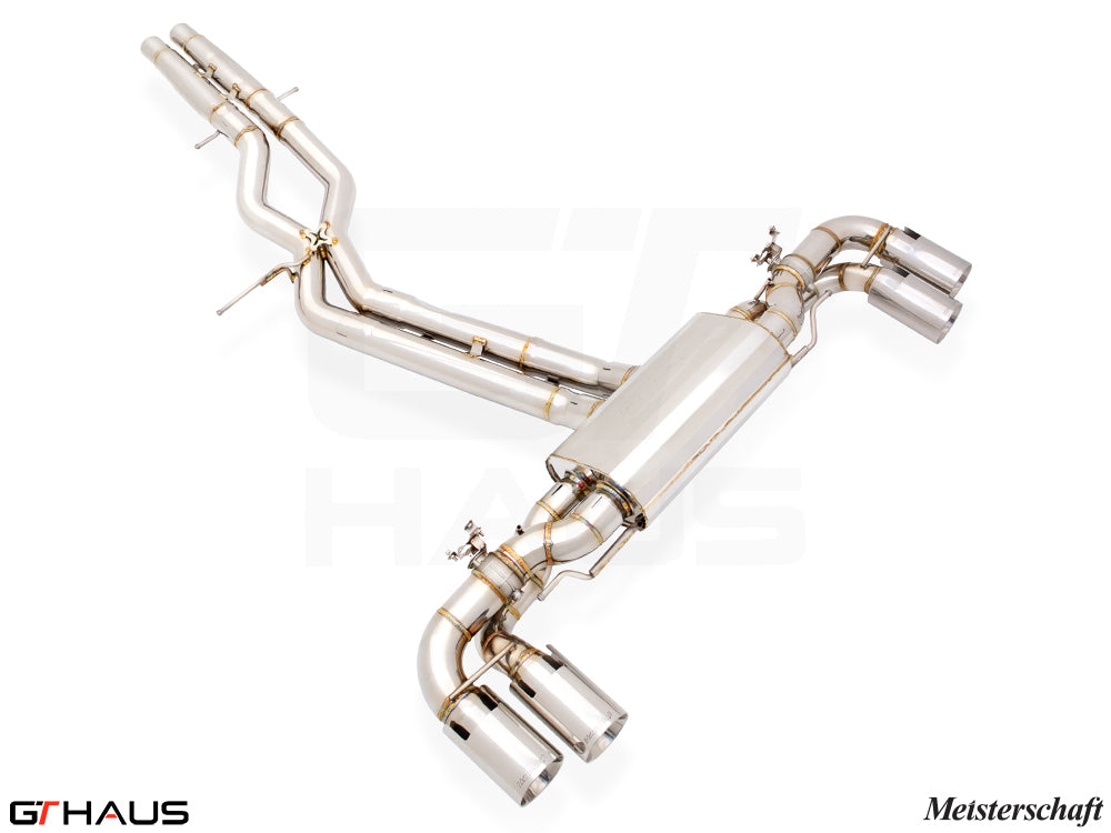 Premium performance exhaust system for 2024+ Porsche Cayenne SUV/Coupe V8 Turbo, featuring stainless steel construction.