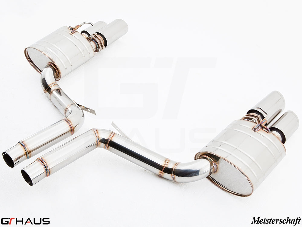 Premium exhaust system for Porsche Panamera Sedan 970 V6 3.6L, featuring stainless steel construction and dual tips.