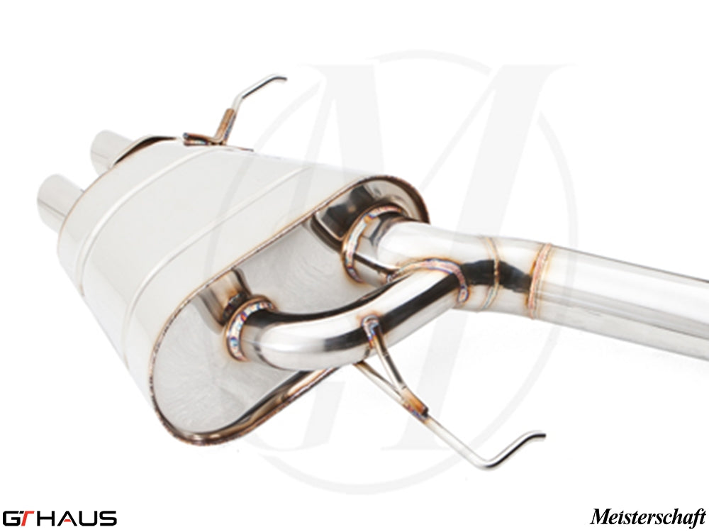 Premium exhaust system for Rolls Royce Dawn, featuring polished stainless steel and dual tips for enhanced performance.