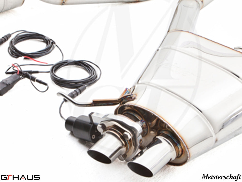Premium exhaust system for Rolls Royce Ghost V12 Bi-turbo sedan, featuring dual tips and electronic valve control.