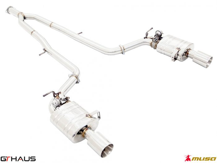 Premium performance exhaust system for Infiniti G37, G37S, and Q40 Sedan, featuring stainless steel construction and enhanced sound.