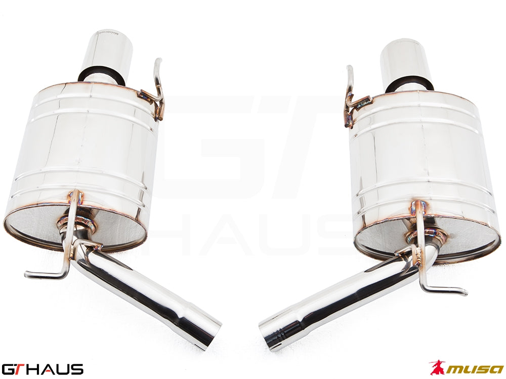 Premium exhaust system for Infiniti G37, G37S, Q40 Sedan featuring polished stainless steel construction and performance design.