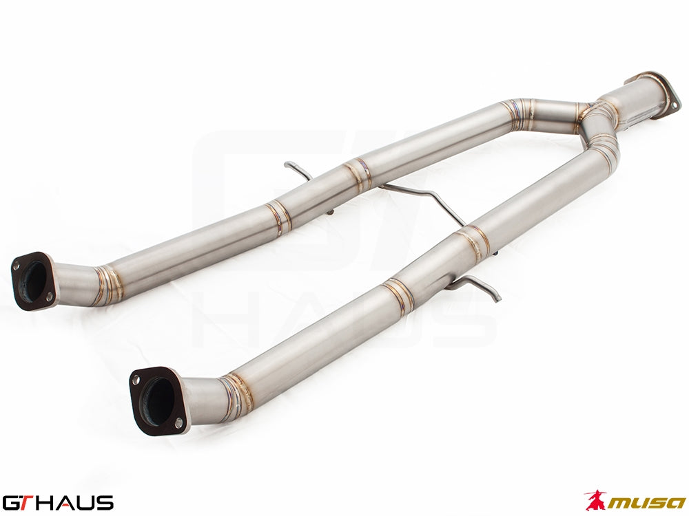 Straight cat-back mid pipe section for Infiniti G37, G37S Coupe, Cabrio, and Q60 Coupe, designed for GTS models.