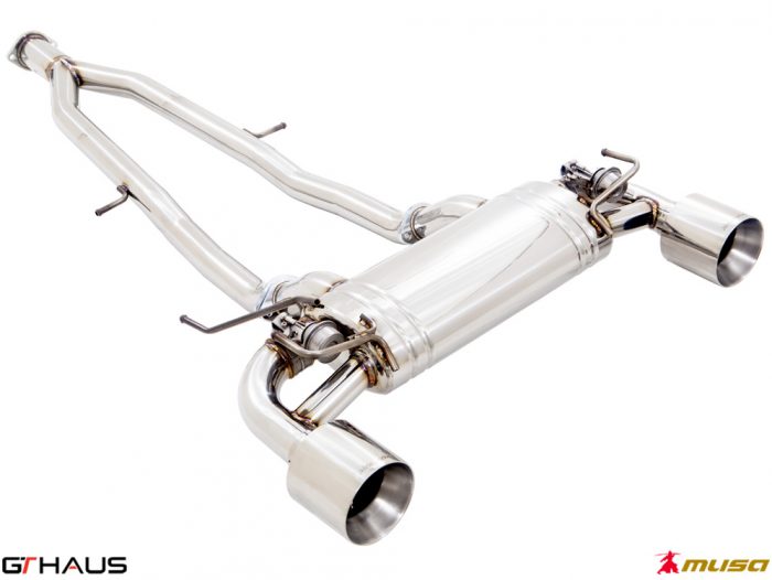 Premium stainless steel exhaust system for Infiniti G37, G37S, Cabrio, and Q60 Coupe, enhancing performance and sound.