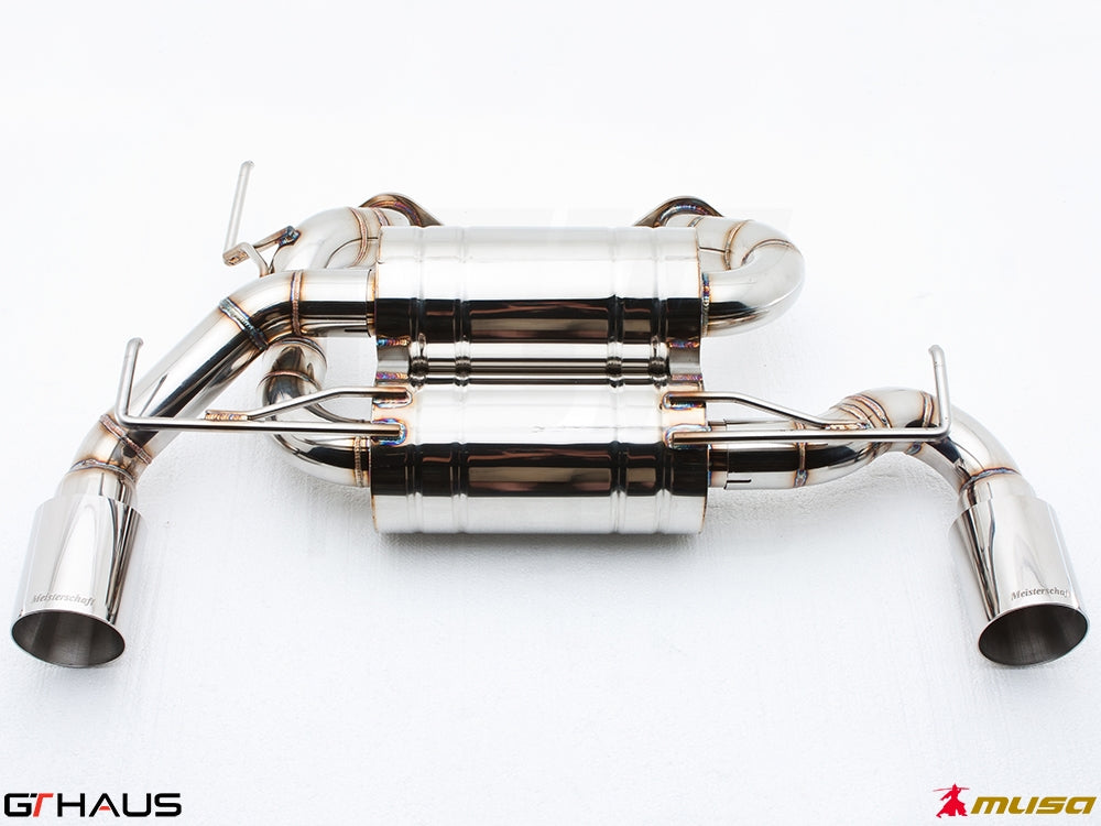 Premium exhaust system for Infiniti G37, G37S Coupe, Cabrio, and Q60 Coupe, featuring stainless steel construction and dual tips.