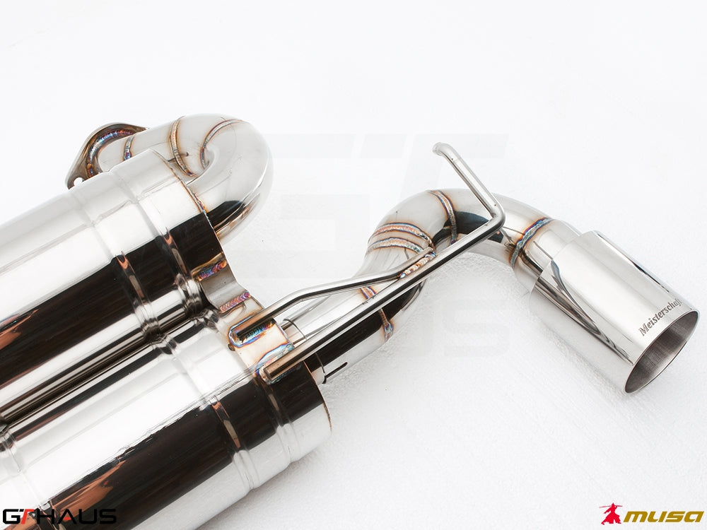 Premium stainless steel exhaust system for Infiniti G37, featuring polished finish and precision engineering for enhanced performance.